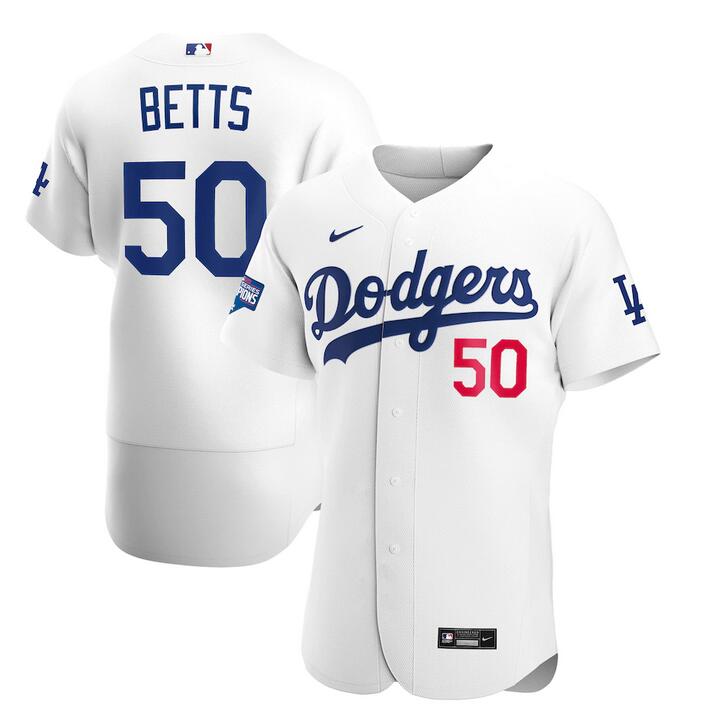 Men Los Angeles Dodgers #50 Mookie Betts Nike White 2020 World Series Champions Home Authentic Player MLB Jersey->customized mlb jersey->Custom Jersey